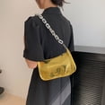 thumbnail image 4 of Bolso pequeño cuadrado con cremallera informal en contraste de moda de nueva tendencia, bolso de mano de cuero artificial simple dorado, 4 of 5
