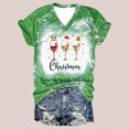 thumbnail image 4 of DailyTrove Women's Christmas Wine Glass Print V-Neck Short Sleeve T-Shirt - Multi-Color Options, Festival & Casual Daily Outerwear, 4 of 6