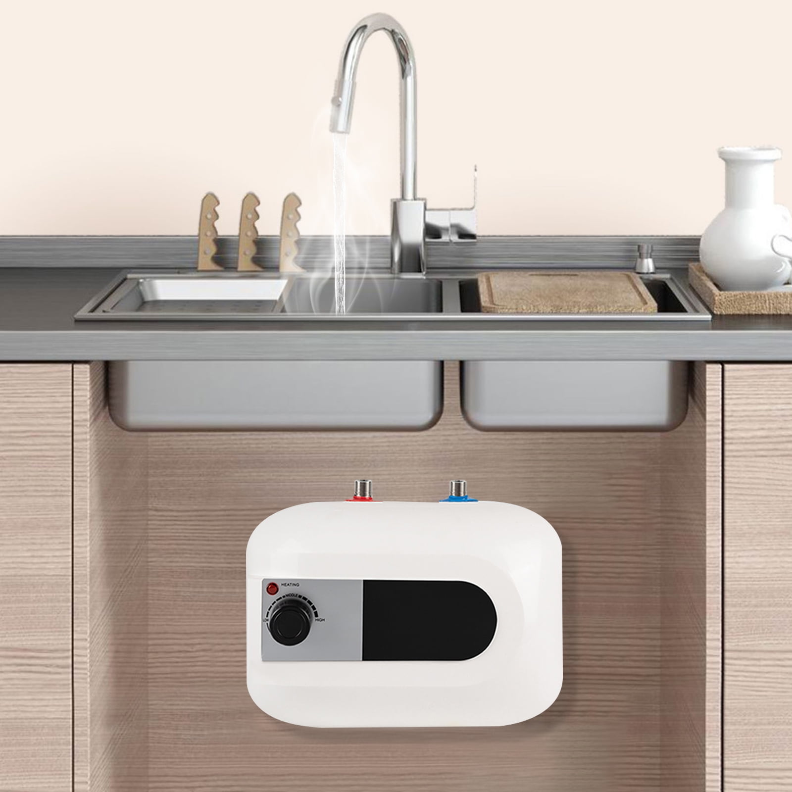 Electric Water Heater  Instant Water Heater Under Sink with Safety Valve Portable Mini Water Heater for Sinks Kitchens Bathrooms RVs