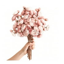 18 PCS Ranunculus Artificial Flower, Faux Silk Mini Ranunculus Flowers for DIY Bouquet, Bulk Fake Wedding Filler Flowers for Centerpieces Arrangements Bridal Shower Decorations, Dusty Rose