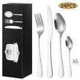 thumbnail image 5 of 40 Piece Stainless Steel Silverware Set for Eight Dishwasher Cutlery Elegant Flatware for Dining Experience 24PCS, 5 of 5