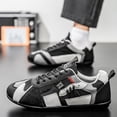 thumbnail image 3 of Men's Fashion Sneakers Thin Sole Lace up Walking Tennis Shoes Running Gym Workout Classic Retro Antislip Trainers Footwear Black Size 9.5, 3 of 6