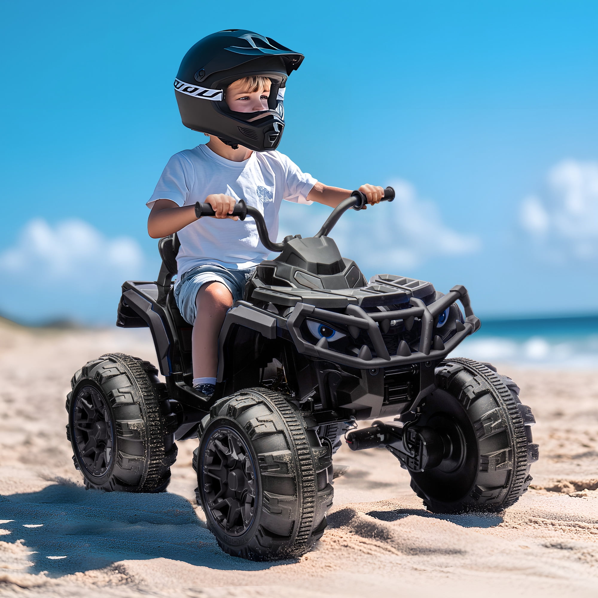 Hikiddo 24V Kids ATV 4-Wheeler, 24 Volt 4WD Ride on Toy for Big Kid w/ 4x200W Motor, 5.6Mph Max Speed - Black