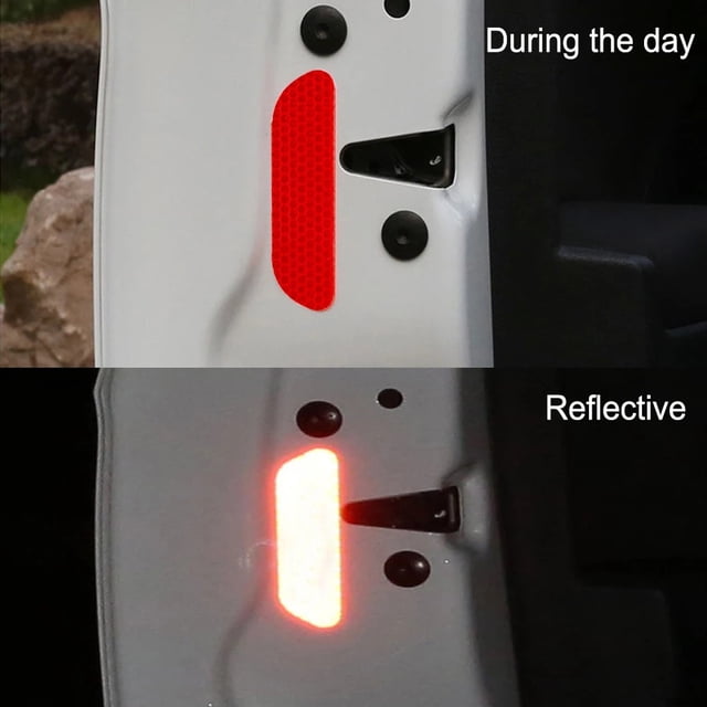 4 unidades/juego de pegatinas reflectantes universales para coche, pegatina para cejas, rueda de puerta de coche, marca de seguridad, cinta de advertencia, tiras reflectantes, rojo