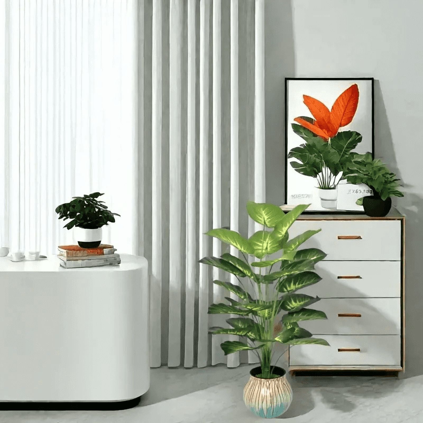 80cm Artificial Palm Tree, Lifelike Tropical Fake Plant with Large Green Leaves, Durable Plastic Decoration for Home, Office, Wedding, Party, Holiday, No Pot