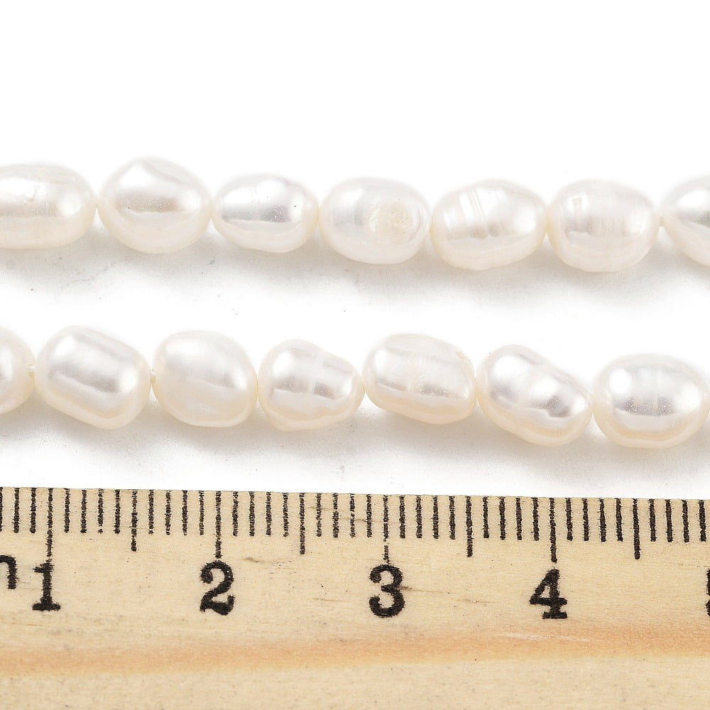 4strands Natural Cultured Freshwater Pearl Beads Strands Two Sides Polished Grade 4A Snow 5~6mm Hole: 0.5mm about 27pcs/strand 6.89 inch(17.5cm)