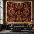 thumbnail image 6 of Ornate Damask Medallions on Burgundy, Romantic Vintage for Classic Art Lovers, Symmetrical Floral Decor, Housewarming Gift, Tapestry Wall Hanging for Bedroom and Living Room, 6 of 7