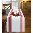 thumbnail image 1 of Chemin de Table en Coton et Lin de Noël 108 Pouces de Long, Rayures Rouges et Blanches de Style Ferme, Écharpes de Commode en Toile de Jute pour Salle à Manger/fête/mariage/événement, Géométrique, Lavable en Machine, 1 of 6