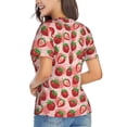 thumbnail image 4 of Zufioo Cute Strawberry Print Women's Classic V-neck T-shirt, V-neck Short-sleeved Tops Home Wear, Suitable for Daily Life, Work, Outdoors-Small, 4 of 8