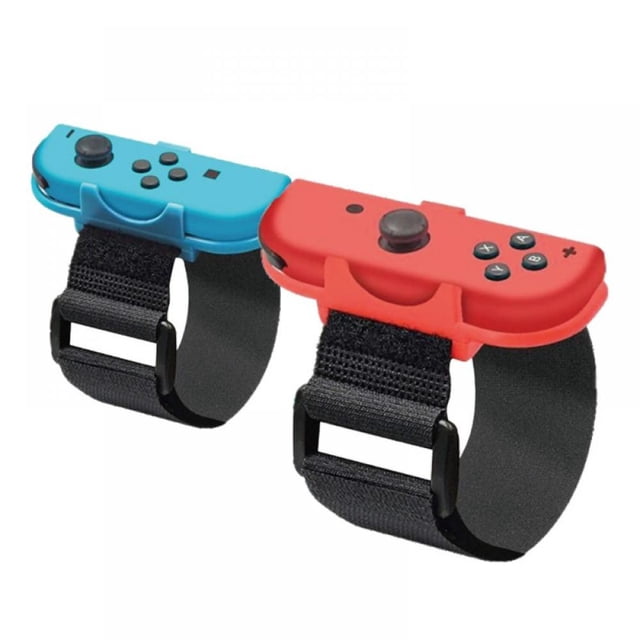 2 Pcs/ensemble Sangle de Main Respirante Réglable Petite Manette Poignée Support Support Ceinture Bracelet Conçu pour Switch Joy-Con. l'Image Montre Deux Bracelets, l'Un avec un Joy-Con Rouge et l'Autre avec un Joy-Con Bleu, Fixés Solidement à des Sangles Noires Ajustables. Idéal pour des Jeux comme Just Dance 2020 et Autres Jeux à Capteur Corporel pour Switch NS, Permettant un Jeu Mains Libres. Manettes Joy-Con Non Incluses.