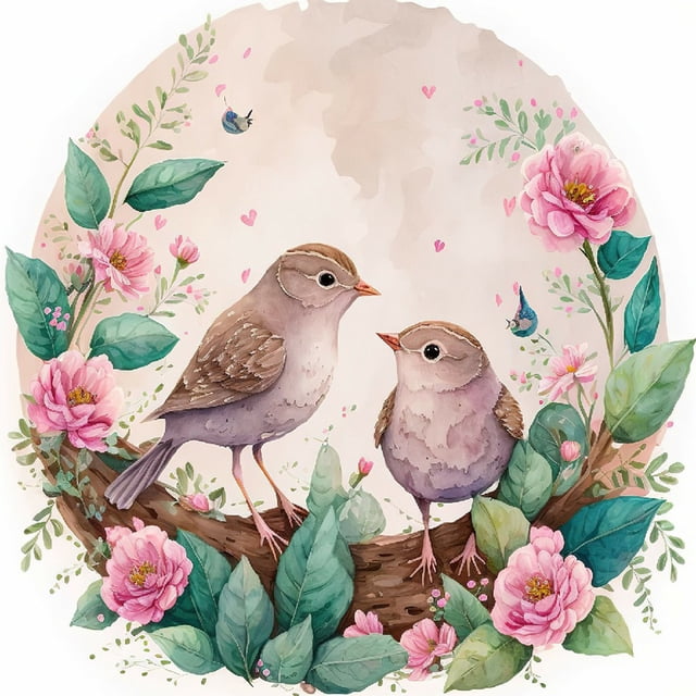 5D DIY Lenguaje Floral Pájaro Kit 40x40cm
