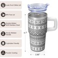 thumbnail image 3 of Bohemian Design 20oz Tumbler with Lids and Straws, Double Wall Vacuum Insulated Stainless Steel Coffee Travel Mug, Leakproof, 3 of 5
