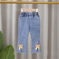 thumbnail image 6 of Kids Clothes Girls Spring Summer Casual Elastic Waist Jeans Cute Flare Denim Pants with Bowknot Size 1-6, 6 of 6