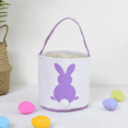 thumbnail image 3 of Cestas de conejito de Pascua, lindas bolsas de lona de algodón personalizadas, cestas para regalo de Pascua, color blanco, 3 of 7