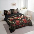 thumbnail image 4 of Manfei Teens Bohemian Moth Bedding Comforter Set 7pcs, Tribal Butterfly Animal King Bedding Sets, Hippie Red Flower Reversible Bed Sheets, Luxury Bedroom Decor, 4 of 8