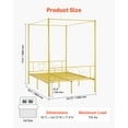 thumbnail image 2 of VEVOR Full Size Canopy Bed Frame, Metal Canopy Bed with Minimalist Headboard & Four Posters Design, Heavy Duty Steel Slats Support, Underbed Storage Space, No Box Spring Needed, Easy Assembly, Gold, 2 of 9