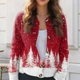 thumbnail image 5 of Women's Fashion Christmas Printed Long Sleeve Knitted Cardigan Button Down Jacket for Holiday Casual Wear and Women's Outerwear with Festive Design,Red,XL, 5 of 6