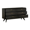 thumbnail image 4 of Allora 6-Drawer Modern Wood Dresser with Antique Brass Accents in Brown, 4 of 11
