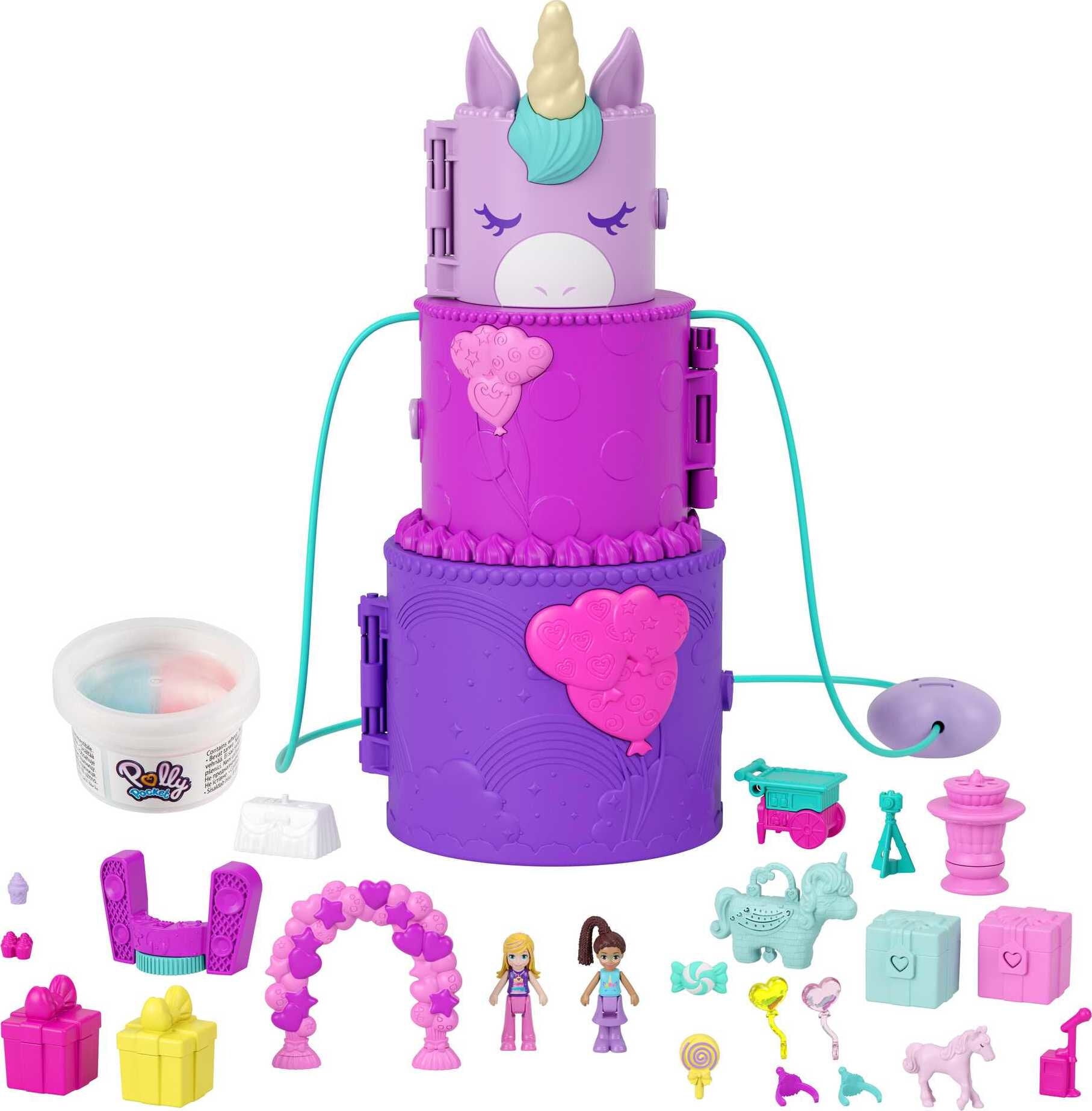 Polly Pocket Spin N Surprise Birthday Unicorn Theme 25 Accessories Walmart Com