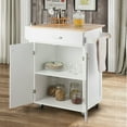 thumbnail image 4 of Gymax Rolling Kitchen Island Utility Kitchen Cart Storage Cabinet w/ Spice Rack White, 4 of 10
