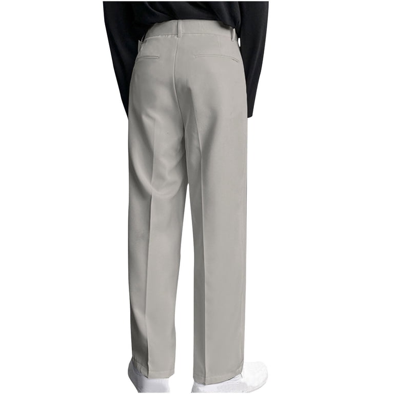 zfwon Mens Suit Trousers Plus Size Pleated Straight Wide Leg Pants