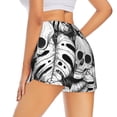 thumbnail image 3 of Xecao's Skull and palm leaves for a double-layer running short for women, perfect for gym, tennis, and more, featuring a convenient pocket., 3 of 9