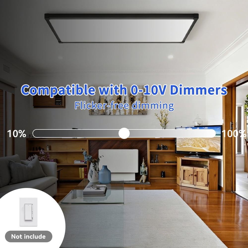 2 Pack 1x4 LED Flat Panel Light – 5500LM Ultra-Bright, Dimmable 30-50W, 3000K-6500K Adjustable, 0-10V Dimming, Slim Surface Mount Ceiling Light for Office, Home, Garage