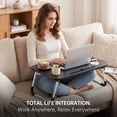 thumbnail image 3 of YEERSWAG® 23.6 inch Foldable Lap Desk for Bed,Laptop Bed Table with 4-Port USB Hub,Storage Drawer,Cup Holder & Tablet Slot,Portable Fold-Up Bed Tray for Working Reading Eating on Bed Sofa Couch,Black, 3 of 9