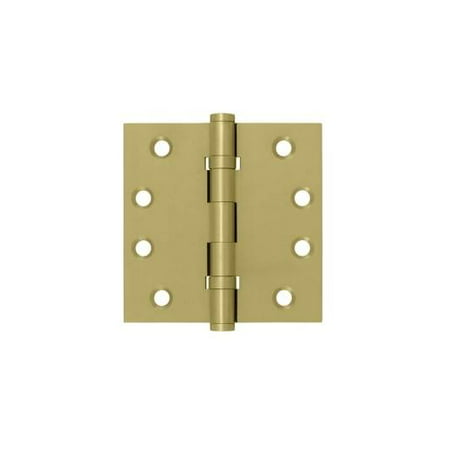 4 in. x 4 in. Square Hinge in Brushed Brass Finish - Pair (2 Ball