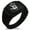 Black, variant on Stainless Steel Biohazard Zombie Hand Mark CZ Ribbed Needle Stripe Pattern Biker Style Polished Ring