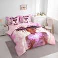 thumbnail image 2 of Castle Fairy Sweet Black Girl Queen Bedding 7pcs,Dreamy Glowing Heart Bedding Comforter Set Queen,Pink,Pink Reversible, 2 of 7