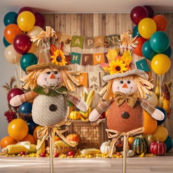Xihbxyly Muñeco de Espantapájaros de Acción de Gracias, Diseño de Palo de Madera, Exquisita Artesanía de Temporada, Decoración Perfecta para El Hogar En Acción de Gracias, Decoración Festiva de Mesa