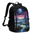thumbnail image 1 of Bingfone Fantasy Landscape Starry Night for USB Backpack, Multi-compartment Multi-pocket Computer Backpack, Suitable for Travel, Business, Leisure, Unisex, 1 of 7
