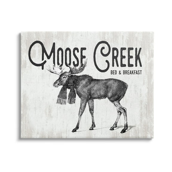 Stupell Industries Moose Creek Bed & Breakfast Rustic Wearing Scarf Graphic Art Gallery Wrapped Canvas Print Wall Art, Design by Lettered and Lined