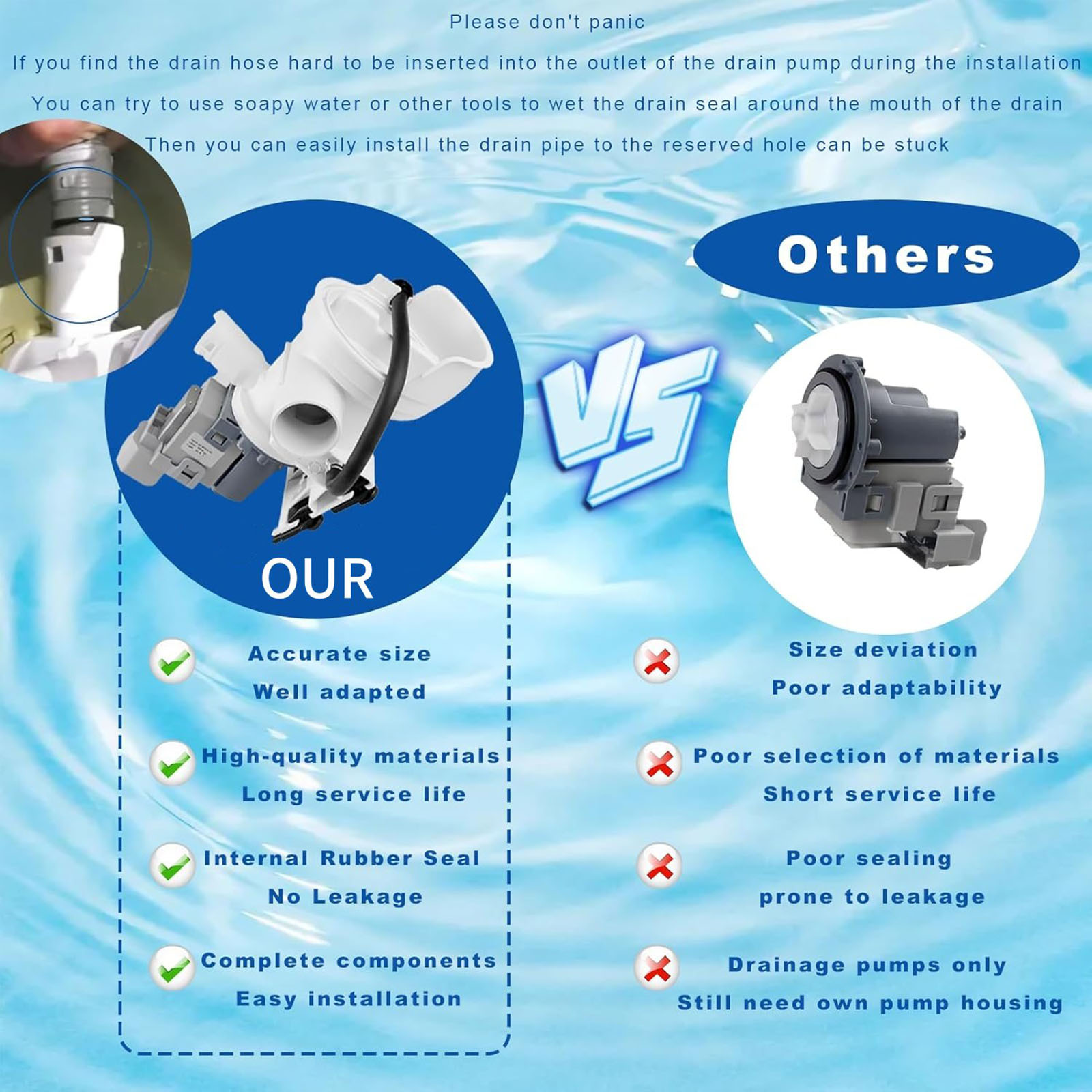 TAPDRA Washing Machine Drain Pump for WFMC1001 WFMC2100 WFMC2201 Series 120V 00436440 Direct Replacement for Whirlpool