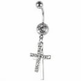 thumbnail image 2 of SmartBy Rhinestone Double Cross Dangle Navel Belly Button Barbell Ring Body Piercing Jewelry, 2 of 6