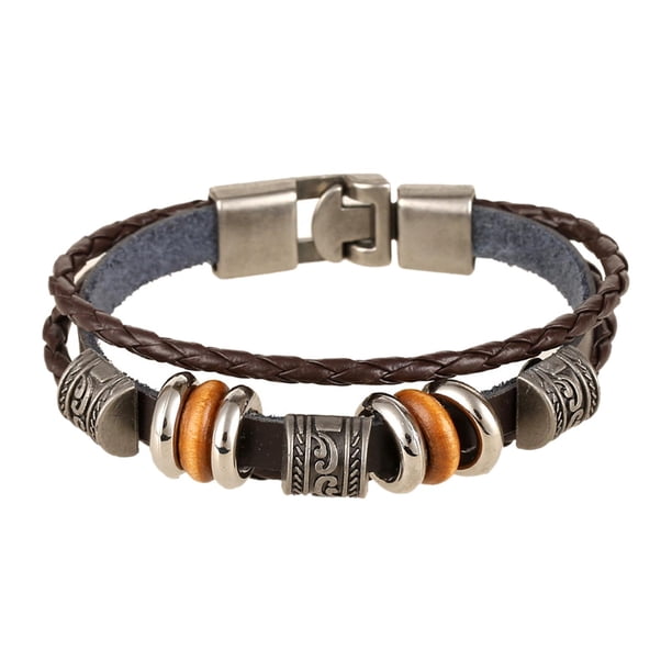 Pulsera de cuero sintético , pulsera clásica de moda, regalo de cumpleaños, brazaletes de cuentas para hombres y mujeres.