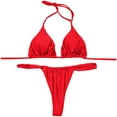 thumbnail image 3 of DondPO Bikini Sets for Women Bathing Suit High Two Up Bikini Piece Up Women Cut Lace Solid Sexy Swimsuit Set Push Swimwears Tankinis Set Two Piece Swimsuit for Women Micro Bikini Red XL, 3 of 8