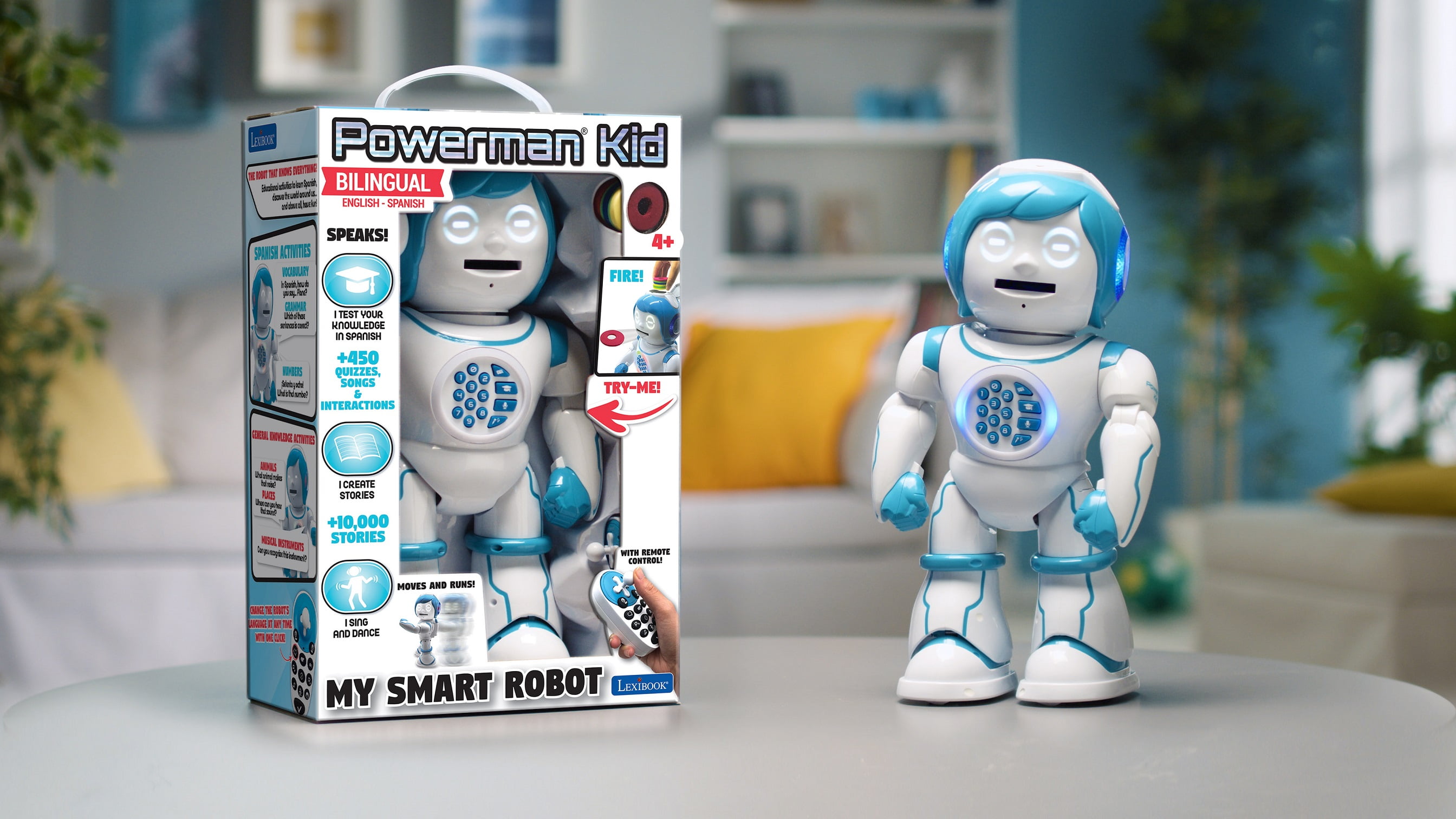 Lexibook - Powerman Jr. Smart Interactive Toy Robot that Reads in the Mind  Toy for Kids Dancing Plays Music Animal Quiz STEM Programmable Remote