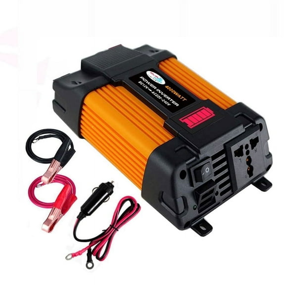 4000W Pure Sine Wave Power Inverter DC 24V to AC 110V 120V Car Battery Converter Charger Adapter 2USB 1AC for Car, RV, Camping & Home Backup