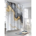 thumbnail image 3 of Marble Texture Shower Curtain, Abstract Black Gold Gradient Art Waterproof Shower Curtain Set with 12 Hooks Lightweight Washable Fabric Shower Curtains for Bathroom 72x84 Inches, 3 of 6