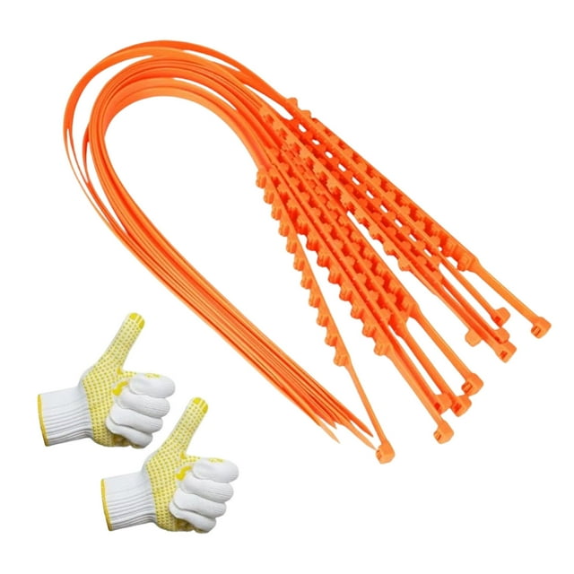 Linnome Universal Anti Skid Tire Chains Upgraded Snow Traction Cables For Winter Driving Safety