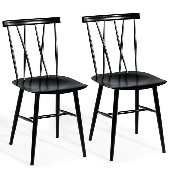 Costway Set of 2 Dining Side Chairs Chairs Armless Cross Back Kitchen Bistro Caf