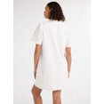 thumbnail image 3 of Free Assembly Women’s and Women's Plus Ruffle Neck Cotton Eyelet Mini Dress with Short Sleeves, Sizes XS-4X, 3 of 5