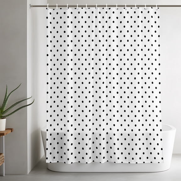 Shower Curtains for Bathroom-36"x72",Black Polka Dot on White Waterproof Bath Curtain Grommet Shower Curtain Set with Hooks,