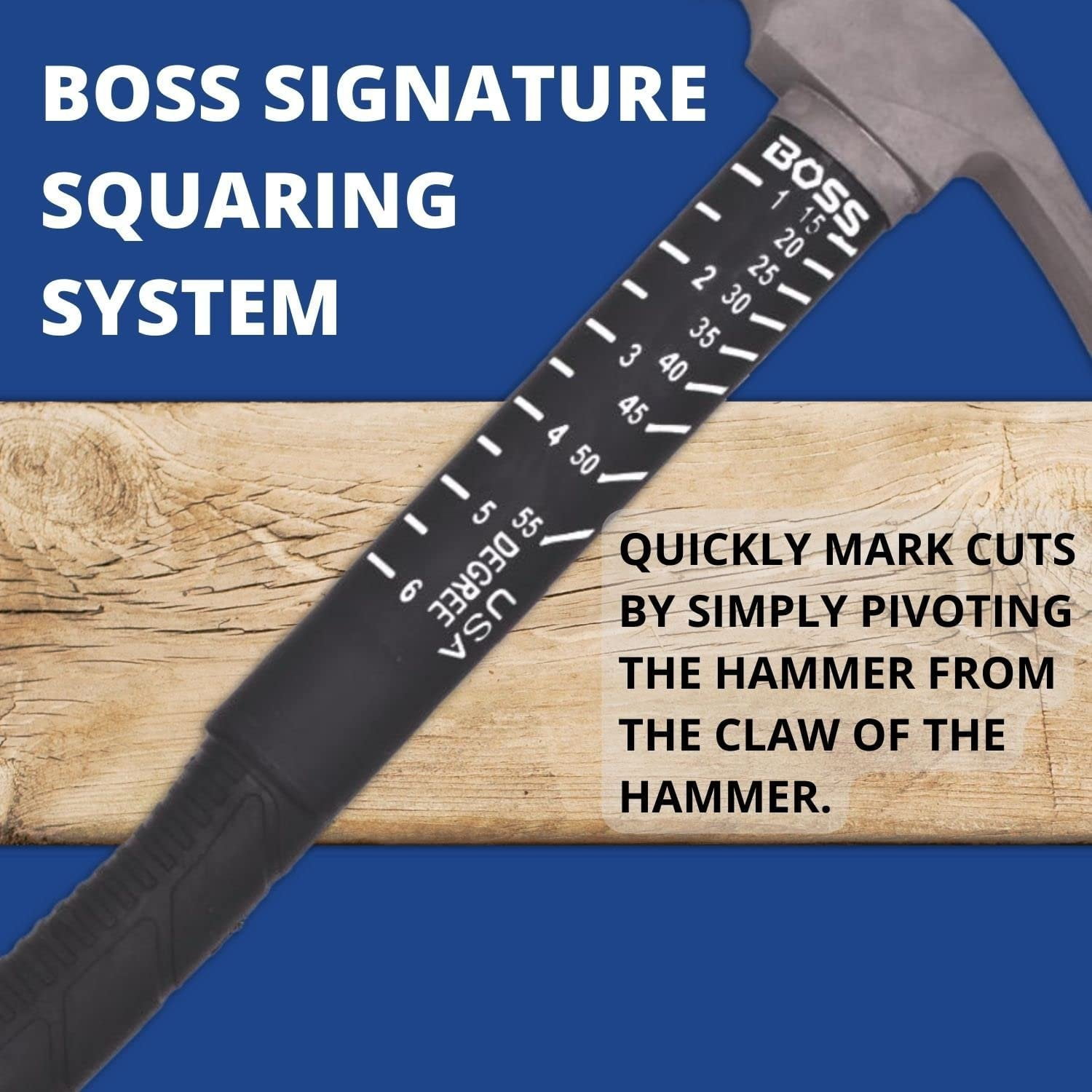 Boss Hammer BH16TIPFM 16 oz. Fiberglass Handle Milled Face Titanium Hybrid  Hammer