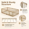 thumbnail image 3 of Miniyam Wooden Twin Size Floor Bed for Kids with Door, High Safety Fence, Natural, 3 of 7