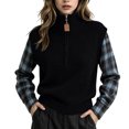 thumbnail image 2 of THNCYX Half Zip High Neck Long Sleeve Knit Tops For Women Colorblock Casual Winter Sweaters Soft Comfort Womens Sweaters Modern Look, 2 of 5