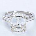thumbnail image 2 of HeartsAndYou 2ct Emerald Cut Moissanite Solitaire Ring 18k White Gold over Silver and Baguette Accent, 2 of 8