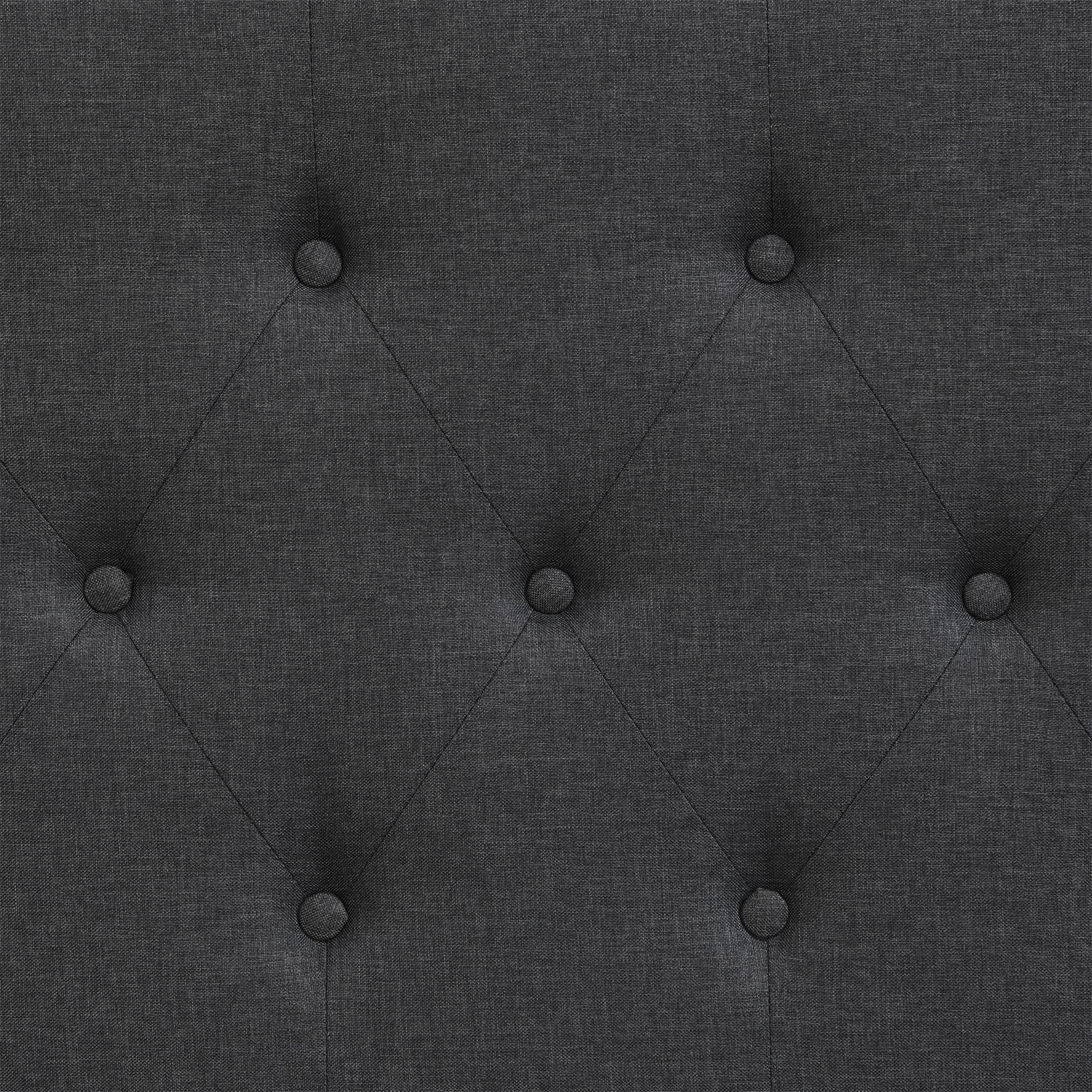 Elle Decor Amery Diamond Stitched Tufted Headboard Queen Size, Charcoal Grey